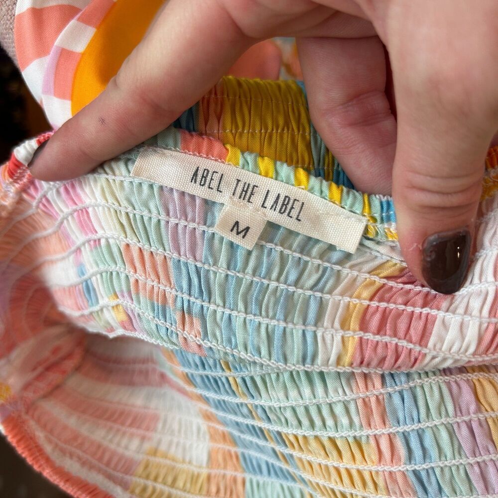 Abel the Label Anthropologie Patchwork Strapless Tiered Maxi Dress Small Smocked - Picture 8 of 10